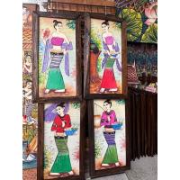 ราคา ภาพวาด 25x48 cmวินเทจ กรอบรูป ไม้สัก ภาพเพ้นท์ สไตล์ล้านนา แขวนผนัง (24206085480)