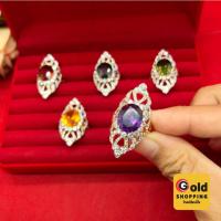 ราคา แหวนทองฝังพลอยล้อมเพชร โกเมน เขียวส่อง นิล บุษราคัม อะเมทิสต์ เรียบหรู ใส่ออกงานได้ งานสวยพร้อมส่ง (28204978722)