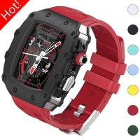 ราคา สายนาฬิกาข้อมือยางฟลูอออร์ กรอบโลหะ หรูหรา สําหรับ Apple Watch 9 8 7 45 มม. IWatch SE 6 5 4 44 มม. (26512035159)