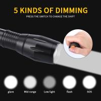 ราคา ไฟฉาย ไฟฉายแรงสูง ไฟฉายความสว่างสูง ปรับความสว่างได้ 5 โหมด ส่องได้ไกล 200 เมตร กันน้ำได้ LED CREE XML T6 Flashlight (6020868846)