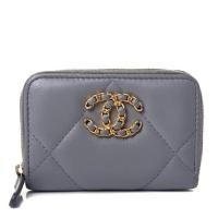ราคา Chanel 19 Zip Around Coin Purse Wallet Gray แท้!! (11367576155)