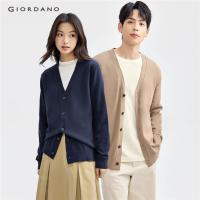 ราคา GIORDANO MEN 100% Cotton v-neck cardigan 13054668 (28276027976)
