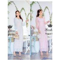 ราคา (S)(ขอแค่XS) พร้อมส่งชุดเดรสยาวลูกไม้สีชมพูแขนยาว งานป้าย Lady Sunshine แท้ มือ1 ป้ายห้อย (24020770983)