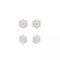 ราคา ต่างหูแบบติดหู Swarovskiเกล็ดหิมะมีสองสี เงิน/โรสโกลด์ กล่อง ถุง ครบ (7415024072)