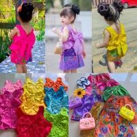 ราคา เสื้อคอกระเช้าติดโบว์หลัง+ผ้าถุงสำเร็จรูป ใส่เล่นสงกรานต์ (25667229000)