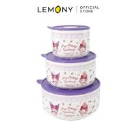 ราคา LEMONY Sanrio My Melody & Kuromi Set of 3 bowls with vacuum silicone lids ชุดชามพร้อมฝาซิลิโคน 3 ชิ้น (27920446346)