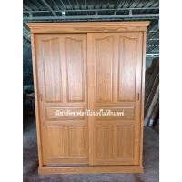 ราคา ตู้เสื้อผ้าไม้สัก ตู้เสื้อผ้าบานสไลด์ ขนาด 60x150x200 (24577433789)