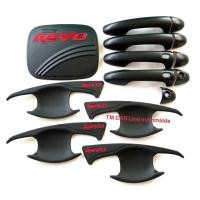 ราคา รีโว้ Revo เบ้ากันรอย ครอบมือจับ ครอบฝาถัง สำหรับ4ประตูตัวสูงเท่านั้น สีดำโลโก้แดง (3337314959)