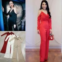 ราคา จั้มสูทสายเดี่ยวเปิดไหล่แขนยาวคอถ่วง (1669874117)