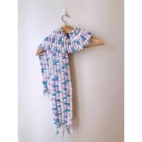 ราคา ผ้าพันคอ ไหมพรม Handmade สีฟ้าขาวม่วง น่ารัก (24211214338)