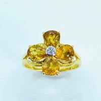 ราคา หลุดจำนำ size 52; แหวนทอง พลอยบุษราคัม เพชรแท้ A26079R (26567971274)