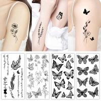 ราคา สติ๊กเกอร์รอยสัก Sketch ดอกไม้ปลอมชั่วคราว Tattoo ผีเสื้อ Tattoo สติกเกอร์ Body Art DIY Sweatproof ติดทนนาน 1 ชิ้น (22786347011)