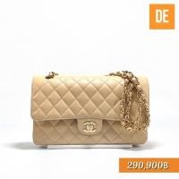 ราคา กระเป๋าสะพายข้าง New Chanel classic 10” beige ghw microchip Fullset Seller SKUs : GN2820A (10139188478)