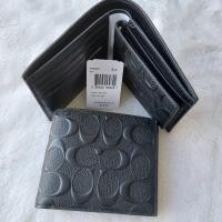 ราคา แท้% COACH F75371 COMPACT ID WALLET IN SIGNATURE CROSSGRAIN LEATHER (17840481292)