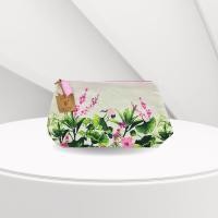 ราคา กระเป๋าเครื่องสําอางค์ ผ้ากระสอบหนาสวยทนทาน ใบใหญ่ทรงสวยเนื้อผ้าดี (ลายดอกไม้สีชมพู) Clarins (28315842528)