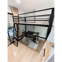 ราคา เตียงเหล็กชั้นลอย ชั้นโล่ง บันไดข้างเตียง ชั้นล่างใช้งานอเนกประสงค์ (21183279671)