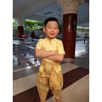 ราคา ชุดไทยเด็ก ชุดไทยประยุกต์ พี่หมื่นแบบแขนสั้น-สีเหลือง พร้อมส่ง (2174065596)