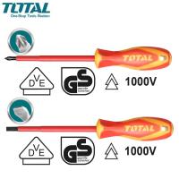 ราคา TOTAL ไขควงหุ้มฉนวน ปากแบน+ไขควงหุ้มฉนวน ปากแฉก PZ2 ขนาด 4 นิ้ว (VDE Screwdriver) ( THTIS4100+THTISPZ2100 ) (20292289671)