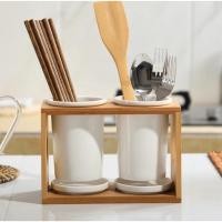 ราคา ที่วางช้อนส้อมตะเกียบทำจากไม้ไผ่ธรรมชาติ+เซรามิคสีขาว/ที่วางตะเกียบสำหรับเครื่องครัว (24735814758)