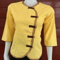 ราคา เสื้อพื้นเมือง เสื้อผ้าไทย ผ้าฝ้าย สีเหลือง (1221515938)