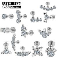 ราคา ASTM F136 Titanium Labret Stud Lip Ring Nasal Nail Zircon Ear Stud Cartilage Helix Lobe Conch Earrings Body Piercing Jew (27763605496)