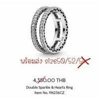 ราคา (ของแท้100%)Pandora silver ring แหวนเพชรรอบคู่ (11068888607)