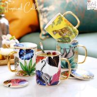 ราคา Violet Flamingo Tropical Collection Mug Gift Set ชุดของขวัญ เซ็ตแก้วมัคมีฝาปิดลายสัตว์ แถมช้อนกาแฟ มาพร้อมกล่องและถุง (21970275181)