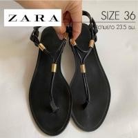 ราคา ZARA รองเท้าแตะ รัดส้น สีดำ แต่งอะไหล่ทอง ไซส์ 36 มือสอง (6616816871)