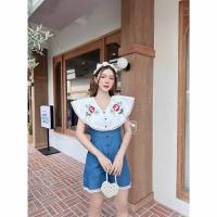 ราคา (XL) ชุดจั๊มยีนส์ขาสั้น งานป้าย Chalita แท้ มือ1 ป้ายห้อย (18182789778)