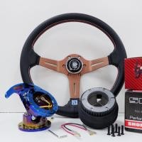 ราคา พวงมาลัย นาดี้ (สีชา) พร้อมคอบางตรงรุ่น+คอพับสี พวงมาลัย NARDI 13.5นิ้ว ยก2.5 นิ้ว หนังรู เย็บด้ายแดง พวงมาลัยแต่ง (14515168187)