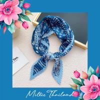 ราคา ผ้าพันคออัดพลีทสีฟ้า By Millie Thailand (22260897241)