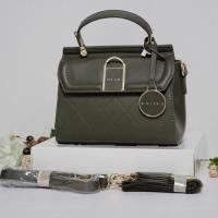 ราคา กระเป๋า Nisa (นิสา) ถือ/สะพาย มี2 สาย สายหนัง สายสปอต สีเขียวเข้ม มือ1 (5361587804)