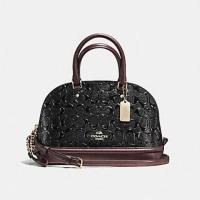 ราคา COACH OUTLET แท้ MINI SIERRA SATCHEL IN SIGNATURE DEBOSSED PATENT LEATHER (COACH F55450) #littlebb (22420770614)