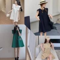 ราคา งานป้ายviv มินิเดรสผ้าคอตตอล งานสไตล์เกาหลีคอกลม ดีเทลช่วงไหล่ มินิมอลน่ารักๆ งานซิปหลัง (11340864342)