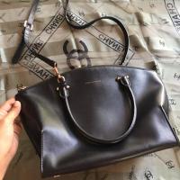 ราคา CHARLES & KEITH ทรงพัด สีดำ(ของแท้ %) หนังซาฟิโน่PU อะไหล่ทองโรสโกล์ด ใบใหญ่ (1719518695)