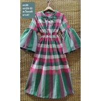 ราคา ชุดเดรสผ้าขาวม้าทอมือ แขนระบาย สไตน์เก๋ ธีมงานผ้าขาวม้า (22488066694)