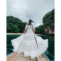 ราคา เดรสยาวอลัง สีขาว ฟรีไซด์ ป้าย factory ชุดสวยมาก (18559431647)