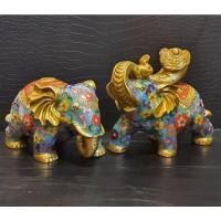 ราคา รูปปั้นช้าง ช้างทองเหลือง ช้างทรงเครื่อง เป็นคู่ (18240920082)