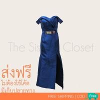 ราคา [ส่งฟรี] ชุดราตรียาว ออกงาน เดรสยาว เปิดไหล่ สีน้ำเงิน มือสอง (2215423945)