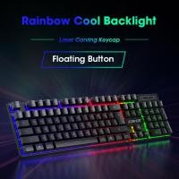 ราคา ยินดีต้อนรับ K803 Gaming Keyboard 104 Key Rainbow Backlight USB Wired Mechanical Feel คีย์บอร์ด คีย์บอร์ดเกมมิ่ง (12640569670)