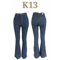 ราคา กางเกงยีนส์เอวสูงขาม้า สีดำยีนส์ (ผ้ายืด) (783693793)