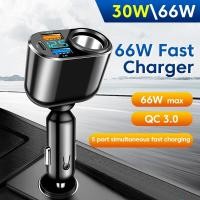 ราคา 4-in-1 ที่ชาร์จในรถยนต์ 66W Type C QC 3.0 PD ที่จุดบุหรี่ USB ที่ชาร์จในรถ ชาร์จเร็วมาก สําหรับ Xiaomi Samsung (23875206695)