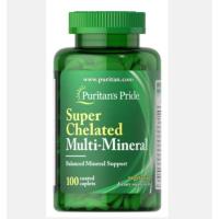 ราคา Super Chelated Multi Mineral with Zinc [ 100 Coated Caplets ] Puritan's Pride with Calcium ,Iron ,Phosphorus, Magnesium (4572139827)