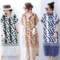 ราคา FF เดรสยาว เดรสแขนสั้นปกเชิ้ต กระดุมเรียงเม็ด ตัวยาว สีพื้น ใส่ง่าย ทรงปล่อย ใส่สบาย ผ้าไหมอิตาลี มีกระเป๋าทั้ง 2 ข้าง (27550303073)