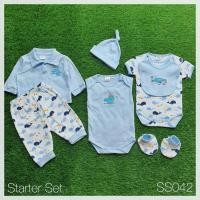 ราคา Starter Set ลายโลมา สำหรับเด็กแรกเกิดถึง 3 เดือน ชุดเซ็ต 7 ชิ้น เสื้อ กางเกง บอดี้สูท 2 ชุด ถุงเท้า หมวก ผ้ากันเปื้อน SS (27472611277)