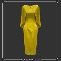 ราคา Weeya Athalia Dress เดรสทรงพอดีตัว แต่งเคปปีกผีเสื้อคลุมไหล่ (28472548637)