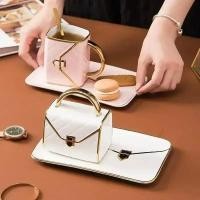ราคา Creative ceramic Coffee cup, handmade diamond bag, ceramic cup, dish, Coffee cup set, platinum ceramic cup, birthday gif (26261654081)