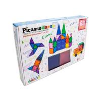 ราคา PicassoTiles Magnetic Tiles with Vehicle Base 63 Pc Building Block Set (25486870143)