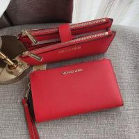 ราคา ส่งต่อ ของแท้1000% กระเป๋าสตางค์ รุ่น Michael Kors Jet Set Travel Double Zip Wristlet สีแดง อะไหล่ทอง (21192499218)