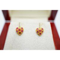 ราคา S.R. ต่างหูทอง ต่างหูทับทิมหัวใจ หัวใจทับทิม น้ำหนัก 0.05 กะรัต พร้อมใบรับรองสินค้า เคลือบทองคำแท้ ชุบทอง 100% (26319538833)